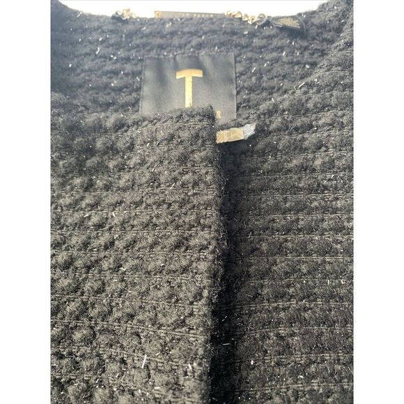 Ted Baker Womens Black Tweed Collarless Contrast Bow Pocket Coat Size 1 … - Picture 13 of 16